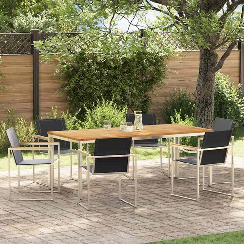 Vrtni set za objed 7 pcs Masivni teak drvo i nehrđajući čelik Slike