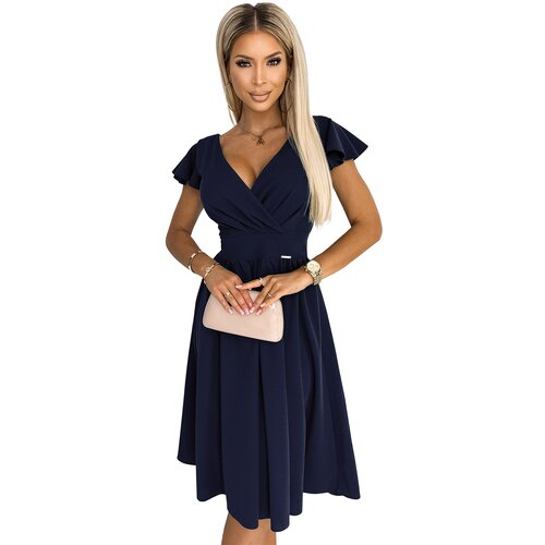 Numoco Dress with neckline and short sleeves Slike