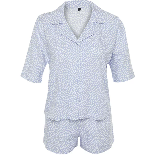 Trendyol Blue Polka Dot Viscose Woven Pajamas Set