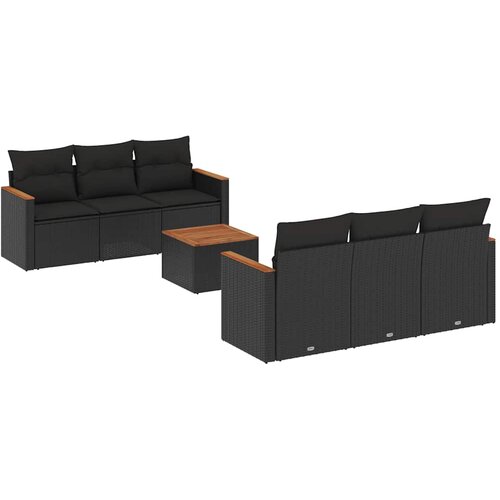  7-dijelni set vrtnih sofa od poliratana s jastucima crni Crna 61 x 62 x 69 cm Slike