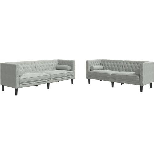  2-dijelni set sofa Chesterfield svjetlosivi bar&amp;scaron;unasti Slike