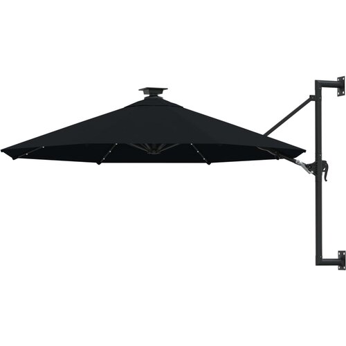  Zidni vrtni suncobran s LED svjetlima 300 cm crni Cene