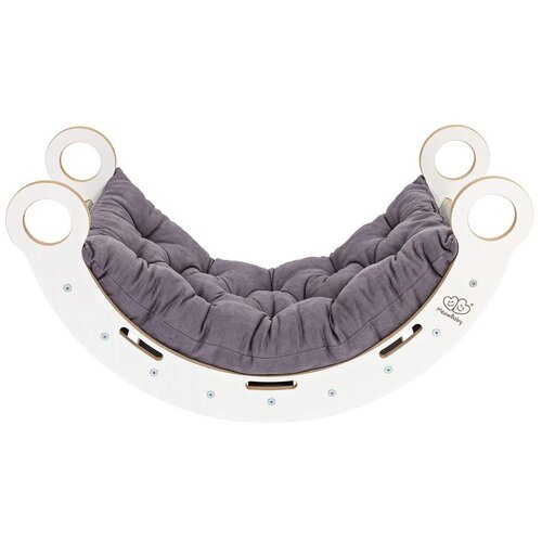 MeowBaby Ljuljačka od bijelog/sivog borovog drva 39x75x38 cm Montessori - Slike