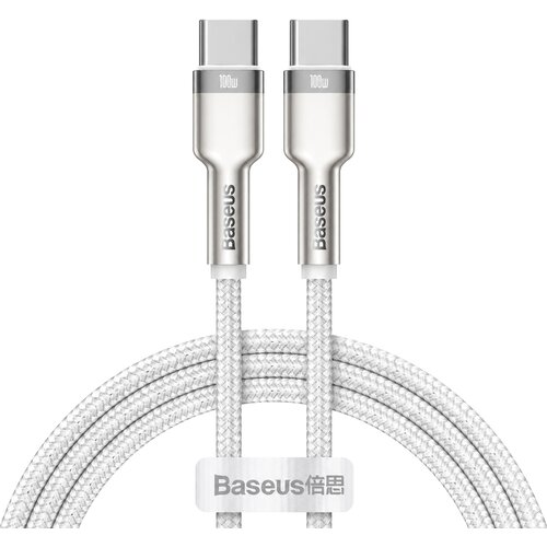 Baseus Cafule Metal Series pleten USB-C v USB-C kabel 100W bele barve dolžine 1m Slike