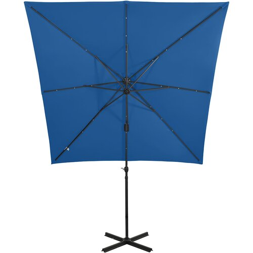  Konzolni vrtni suncobran sa stupom LED 250 cm azurnoplavi Slike