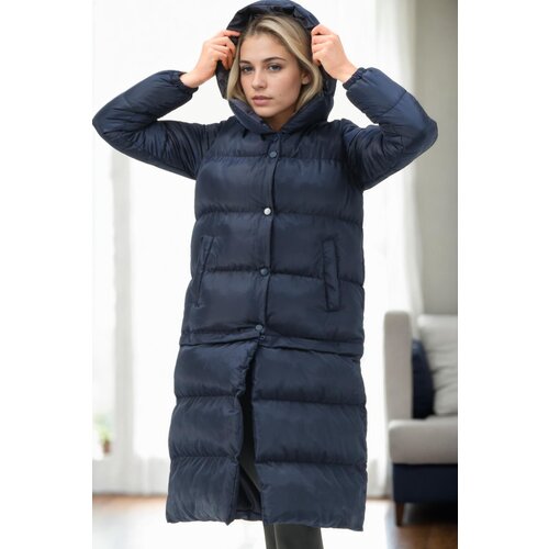 Dewberry Z6772 SHORTENABLE LADIES COAT-NAVY-1 Slike
