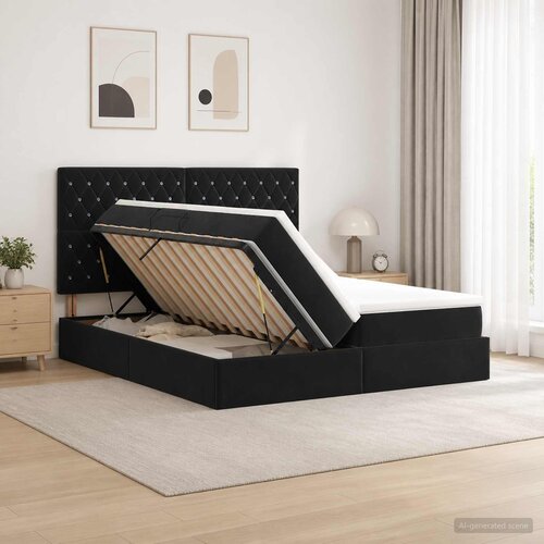  Krevet s od storage s uzglavljem Crna 200 x 200 cm Bar&scaron;un Cijene