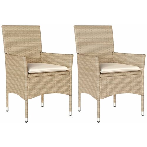 Maison Chic Vrtni Stoli - Stol za vrt z blazinami 2 kosa poli ratan bež JS734, (21877228) Slike