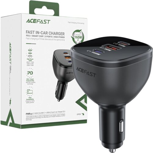 Acefast B14 AVTOPOLNILEC 165W 2X USB-C 1X USB-A ČRN, (21974672) Cene