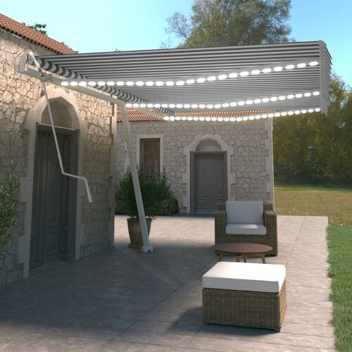 vidaXL Automatska tenda sa senzorom LED 600x350 cm plavo-bijela Cijene