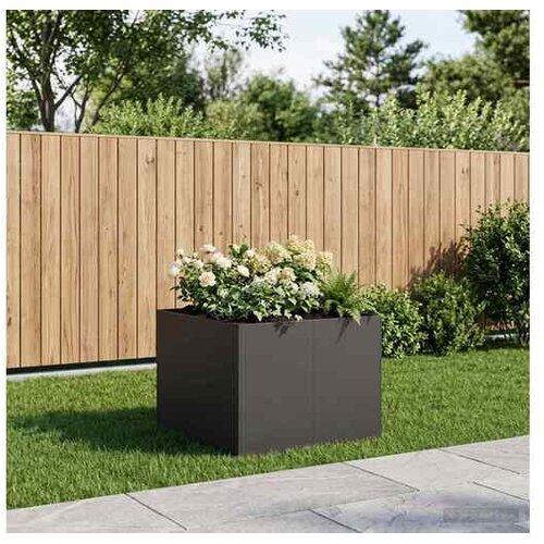 VidaXL Vrtna saksija Crna 80 x 80 x 60 cm Čelična vrata - Crna 80 x 80 x 60 cm Slike