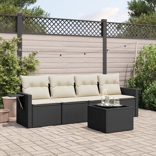  5-dijelna vrtna garnitura od poliratana s jastucima crna 85 x 62 x 69 cm Cene