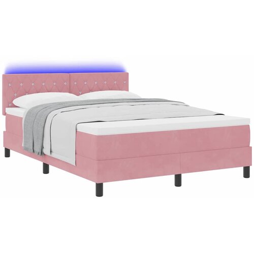  LED Box Spring Krevet s madracem Ružičasta 140 x 190 cm Bar&amp;scaron;un Slike
