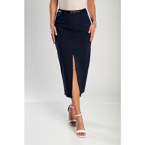 Fenzy Elegantna Midi Suknja S Remenom, Plava Slike