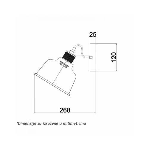 Luna 221 ZIDNA LAMPA 1*E27 CRNA/BAKAR Cene