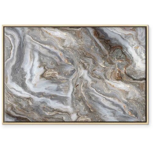  Slika - Stone abstractions &amp;ndash; marble structures in neutral shades 60x40 U prirodnom drvenom okviru Slike