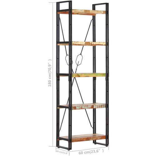 VidaXL Knjižna omara 5-nadstropna 60x30x180 cm trden predelan les Slike