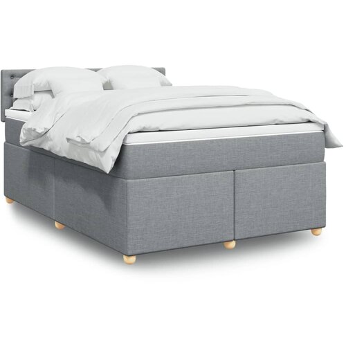 VidaXL Krevet box spring s madracem svjetlosiva 160x200 cm tkanina Slike