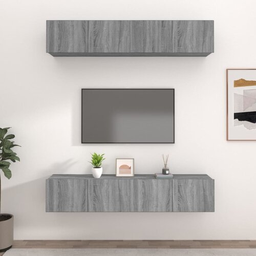 The Living Store TV omarica 4 kosi siva sonoma 80x30x30 cm inženirski les - TV Omarica, (21375826) Slike