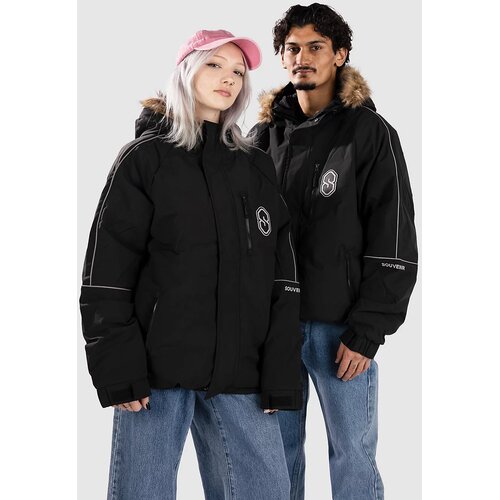 SOUVENIR Fur Trim Jakna black Cene