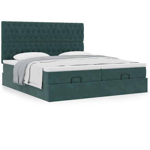  Otomanski posteljni okvir z vzmetnicami zelen 160x200 cm žamet, (21653521) Cene