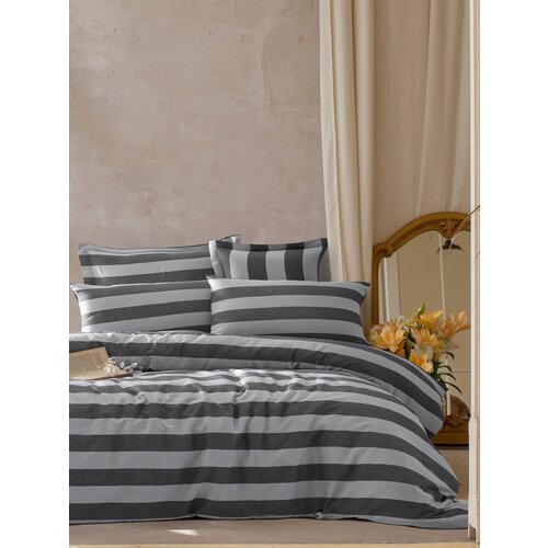 Aberto Design komplet posteljina Max Yollu Saten, 200x220 cm, Crna Cene
