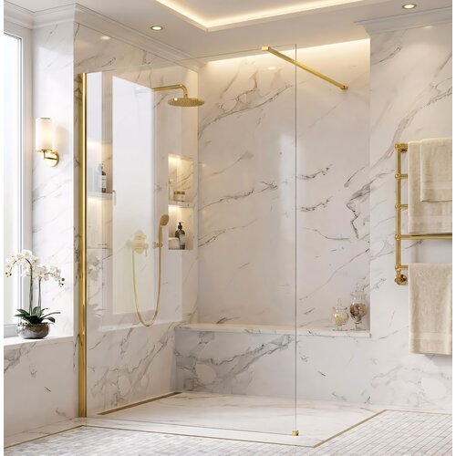 Rea Stena za prhanje Flexi Transparent / Gold 130 Cene