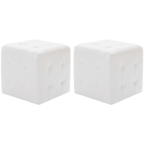 The Living Store Tabure 2 kosa bel 30x30x30 cm umetno usnje - Tabure, (21662900) Cene