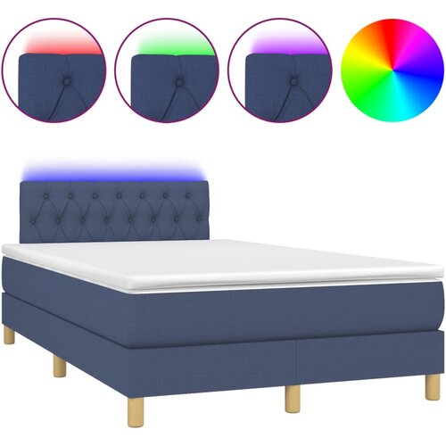 Maison Chic Box spring postelja - Vzmetna postelja z vzmetnico LED modra 120x200 cm blago SL2785, (21906728) Cene