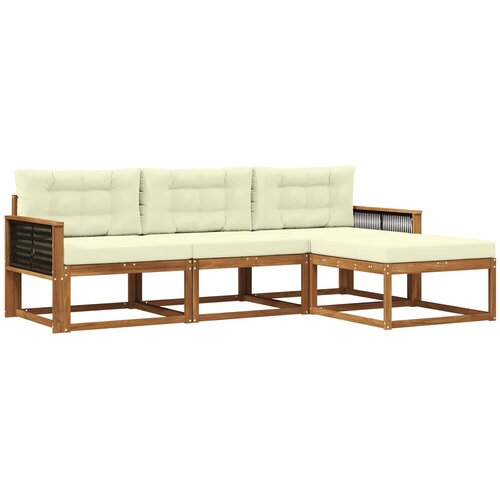vidaXL Zunanja garnitura za sedenje z blazino 4 pcs Naravna in smetana, (5000281461) Cene