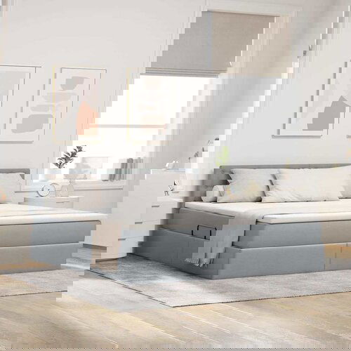 vidaXL Postelja z LED lučmi z vzglavjem Svetlo siva 180 x 200 cm blago Cene