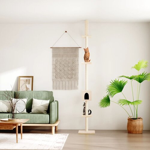 VidaXL Penjalica za mačke od poda do stropa krem 250 5 - 276 5 cm Slike