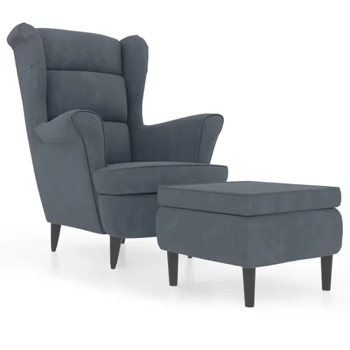 vidaXL Fotelj s stolčkom temno siv žamet, (20700076)
