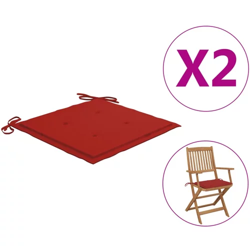 vidaXL Blazine za vrtne stole 2 kosa rdeče 40x40x3 cm blago