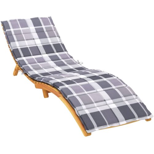  Jastuk za ležaljku sivi karirani 200 x 50 x 3 cm tkanina Oxford Slike