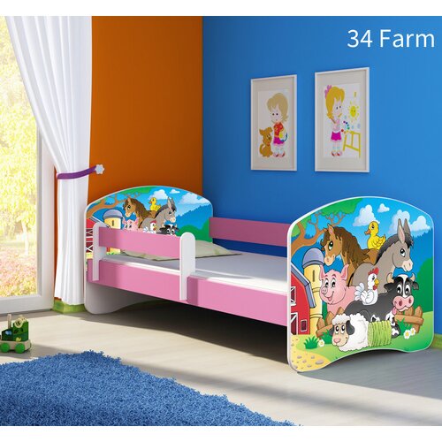  Dječji krevet ACMA s motivom, bočna roza 140x70 cm 34 Farm Cene