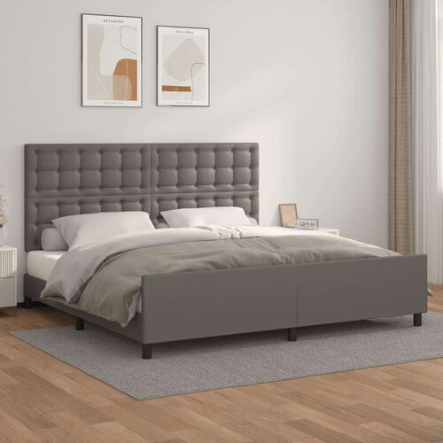 Posteljni okvir z vzglavjem siva 200x200 cm umetno usnje, (20904455) Slike