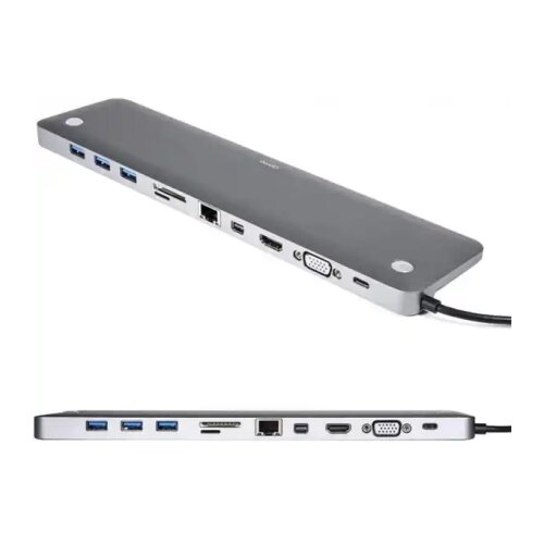 Kettz Adapter Tip C 11/1 4K HDMI/VGA/USBx3/AUX/SD/TF/USB-C/PD/Lan KT-1101G Cene