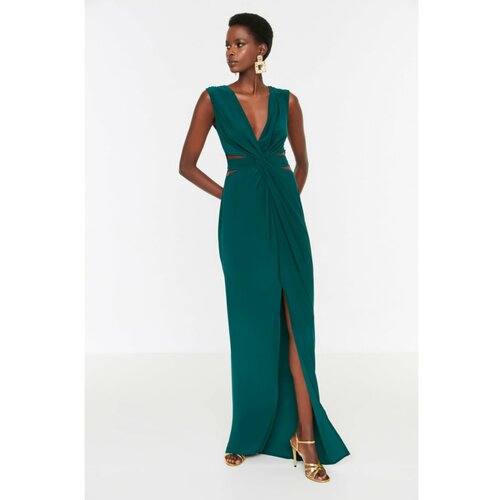 Trendyol Emerald Green Waist Detailed Evening Dress & Graduation Dress Cene