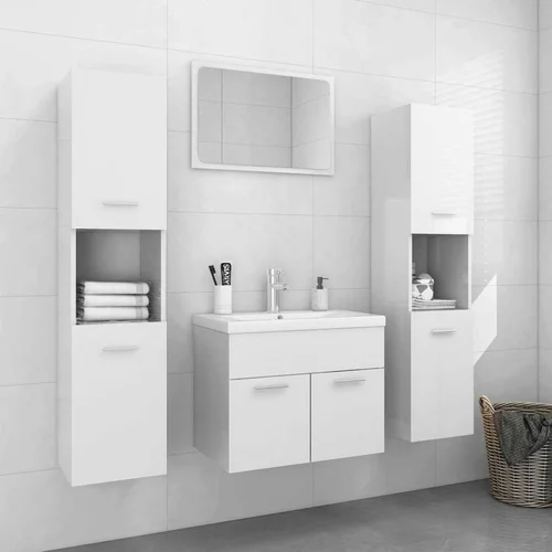  Komplet kopalniškega pohištva visok sijaj bele barve iverna pl., (20798102)