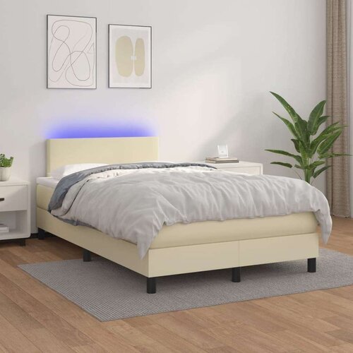  Krevet box spring s madracem LED krem 120x200cm od umjetne kože - Krema 120 x 200 cm Gladak dizajn Cijene