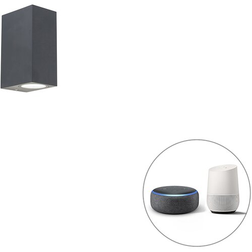QAZQA Pametna stenska svetilka temno siva IP44 z 2 Wifi GU10 - Baleno Slike