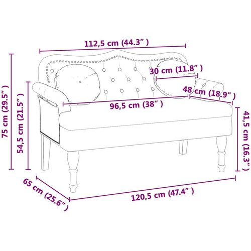 VidaXL Chesterfield klupa Bijelo 120.5 x 65 x 75 cm Lažna koža Slike