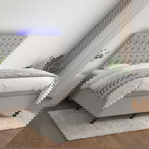The Living Store Box spring postelja z vzmetnico LED sv. siva 120x200 cm blago - Box Spring Postelja, (21518298) Cene