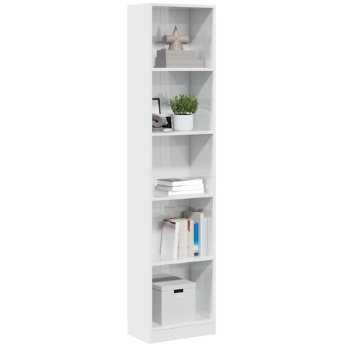 vidaXL Knjižna omara visok sijaj bela 40x24x176 cm inženirski les Cene
