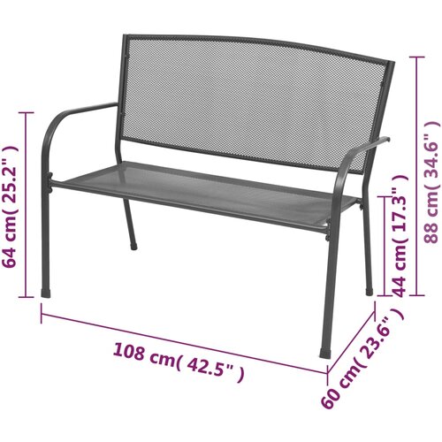  Vrtna klupa 108 cm čelična mrežasta antracit Slike