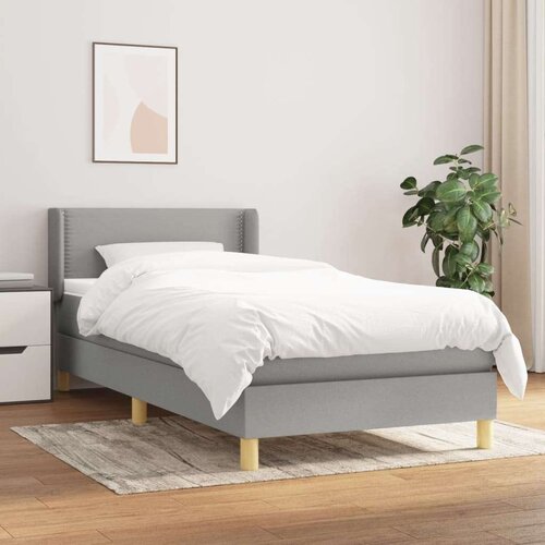  Box spring postelja z vzmetnico svetlo siva 90x200 cm blago, (20727088) Slike