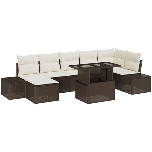 vidaXL Vrtna kavčna garnitura Set 8 Rjava, kremna, (22065311) Cene