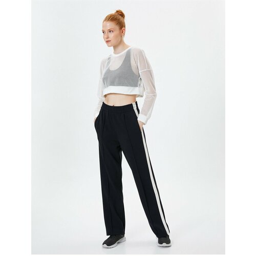 Koton Modal Fabric Sweatpants with Side Stripe Detail Ribbed High Waist Pocket Slike