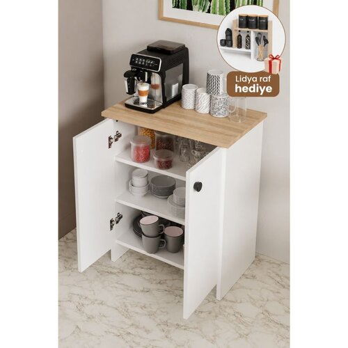 Hanah home višenamenski ormarić Dorta, 58 cm, hrast Sonoma / beli Cene